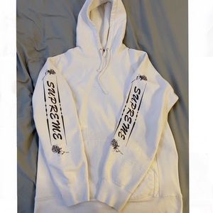 Authenic White Supreme Rose Hoodie